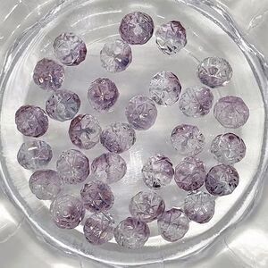 30pcs Beads for Jewelry #19626 Purple Carved Rose Glass Beads